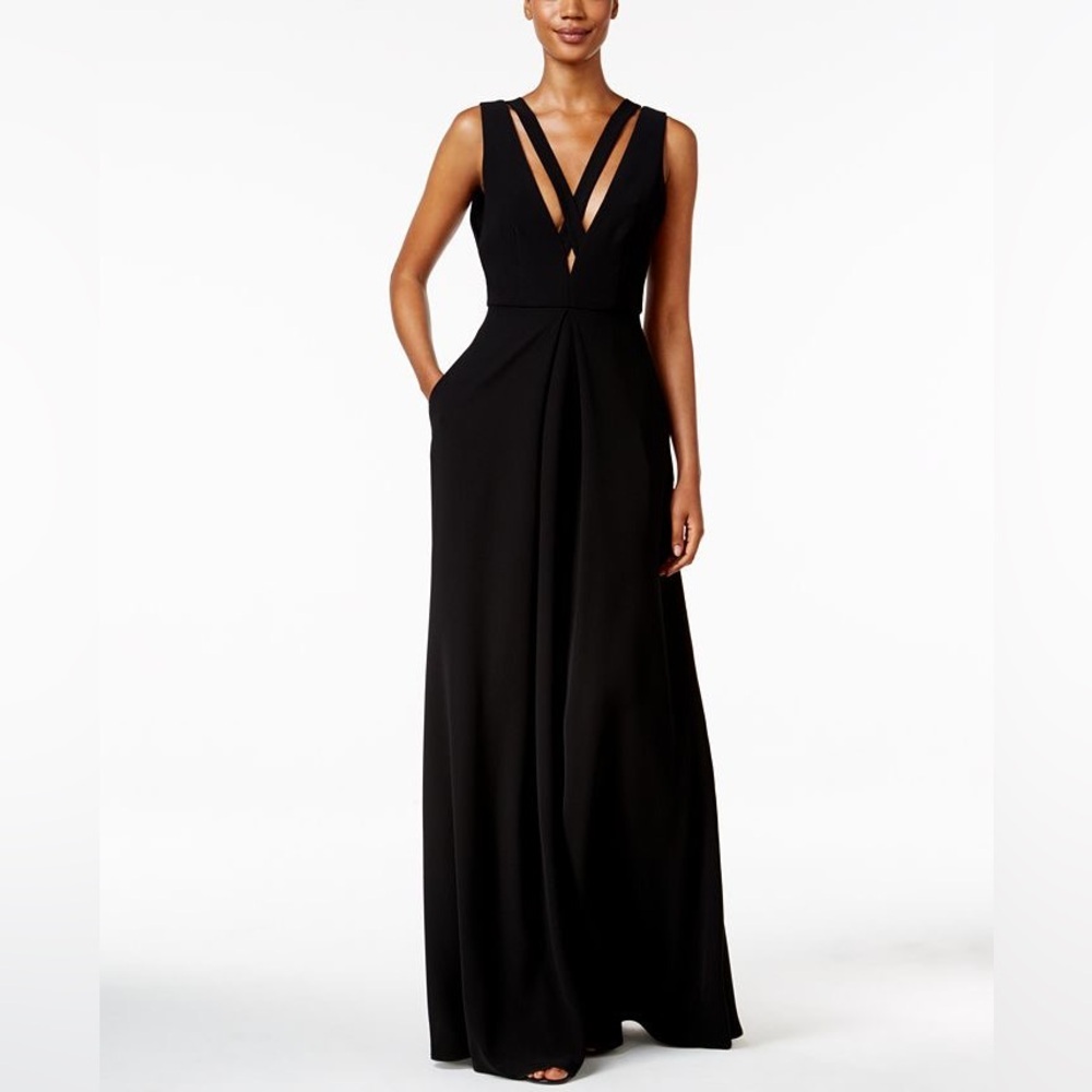 JILL Jill Stuart Black Deep V Criss Cross Gown Prom Formal Bridesmaid Dress 2 - Picture 10 of 10